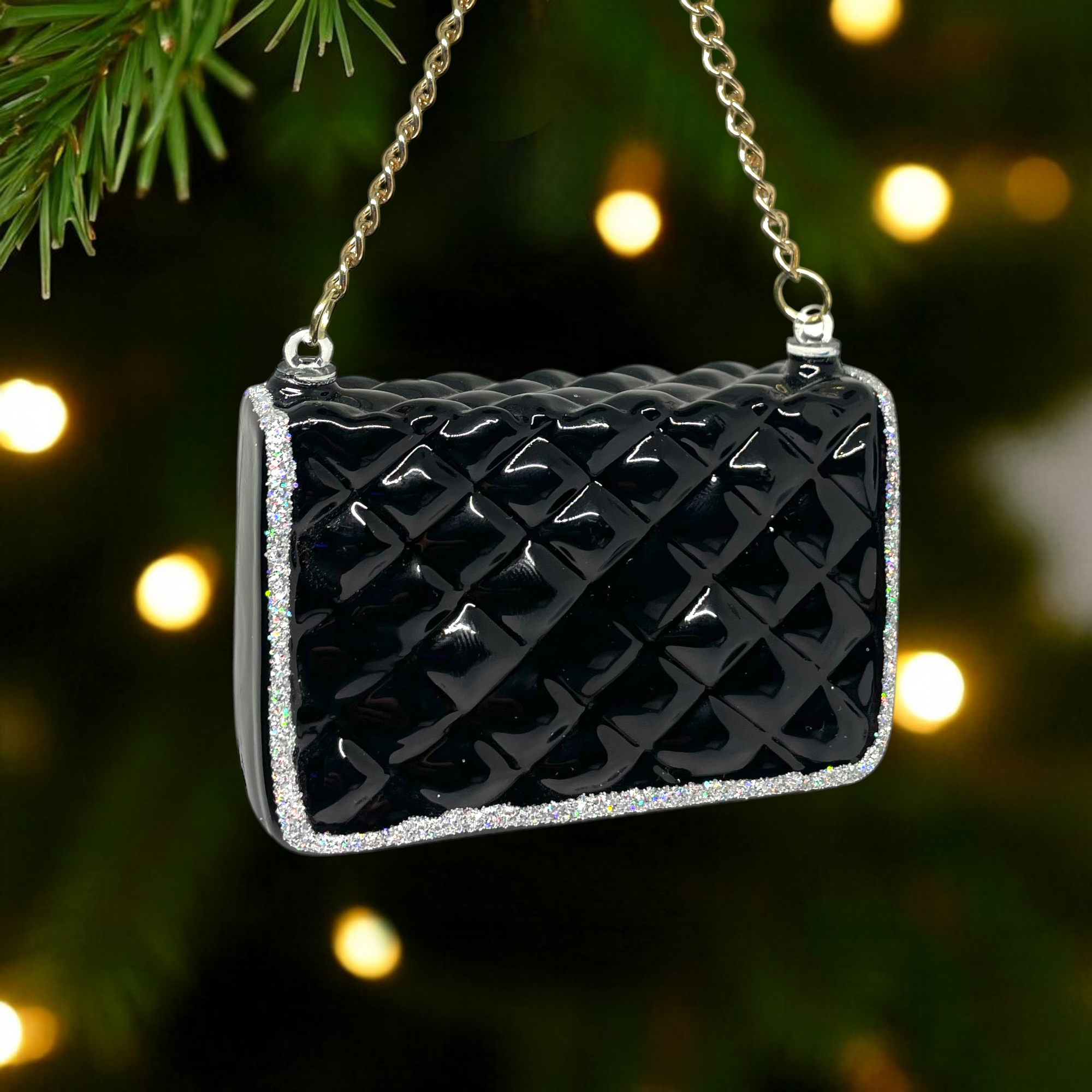 Noel Box - Wholesale Ornament - Quilted Purse Glass Christmas Ornament3