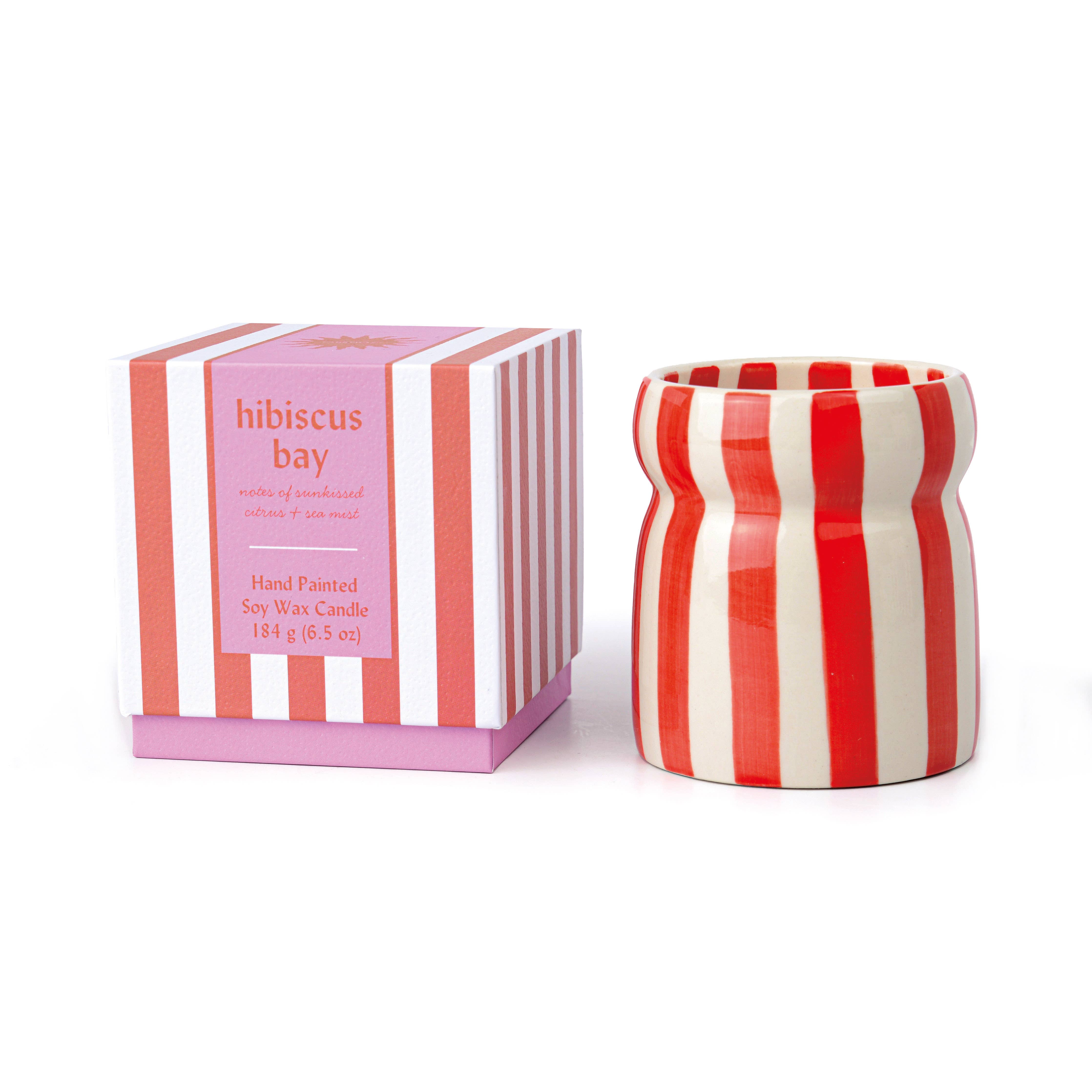 Designworks Collective - Wholesale Jar/Filled Candle - Paddywax Cabana Red Ceramic Candle - Hibiscus Bay