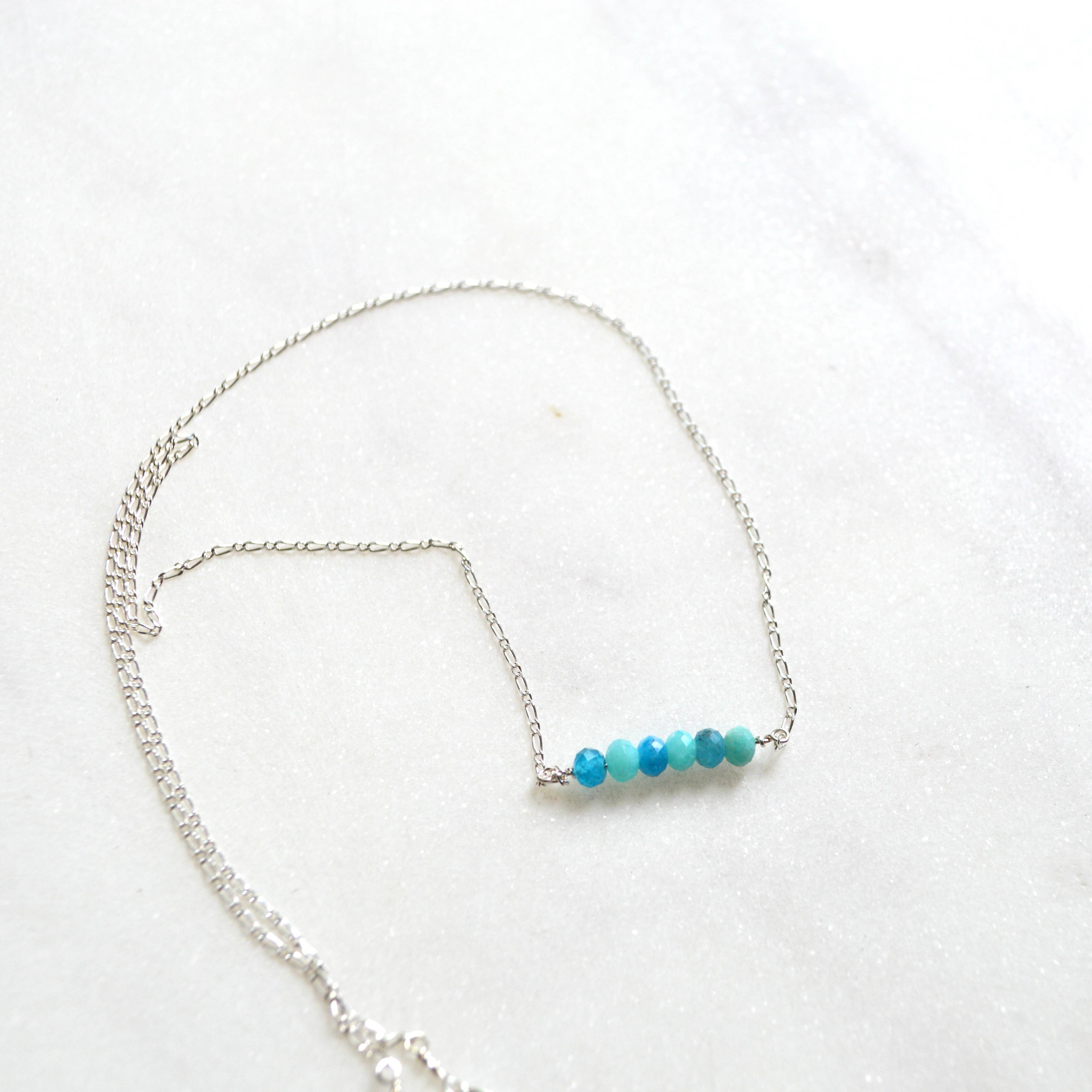 Salty But Sweet – wholesale Beaded/pearl necklace – Amazonite and Apatite Beaded Necklace Sterling1
