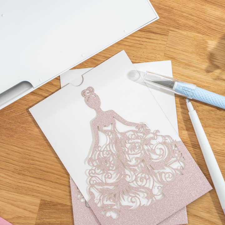 Laser Cut Invitation Cards 8pc/bag - Rose Gold for wholesale on Faire1