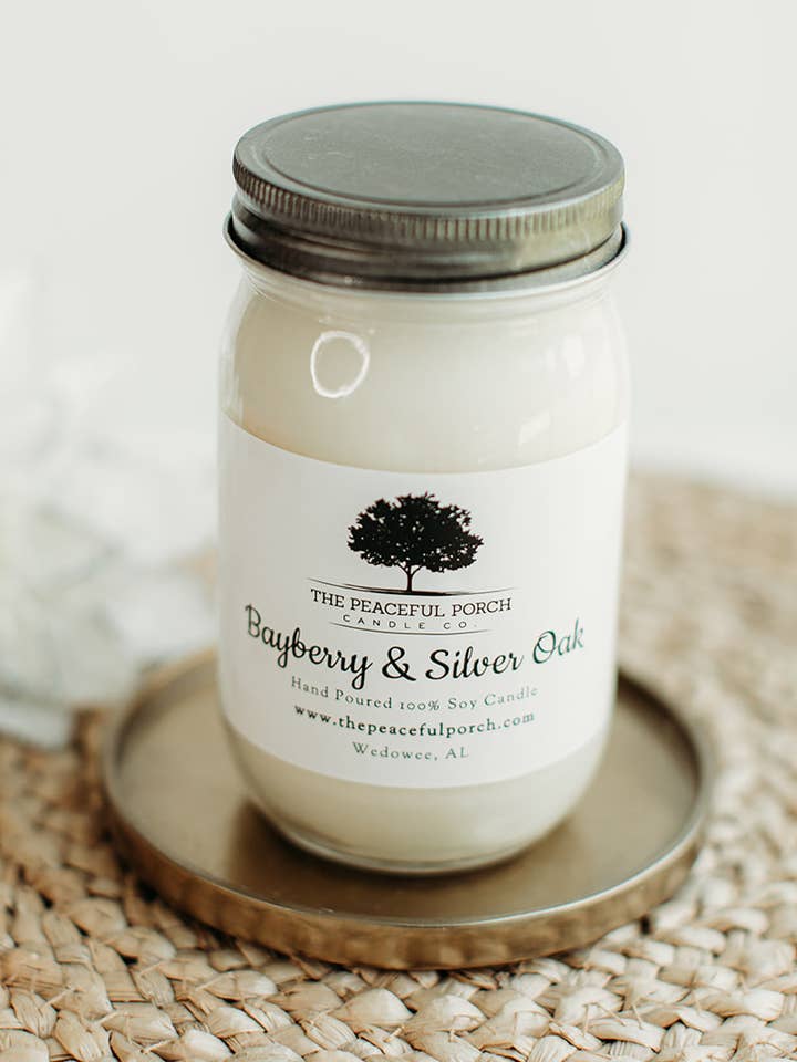 Bayberry & Silver Oak Soy Candle for wholesale by The Peaceful Porch Candle Co. , LLC