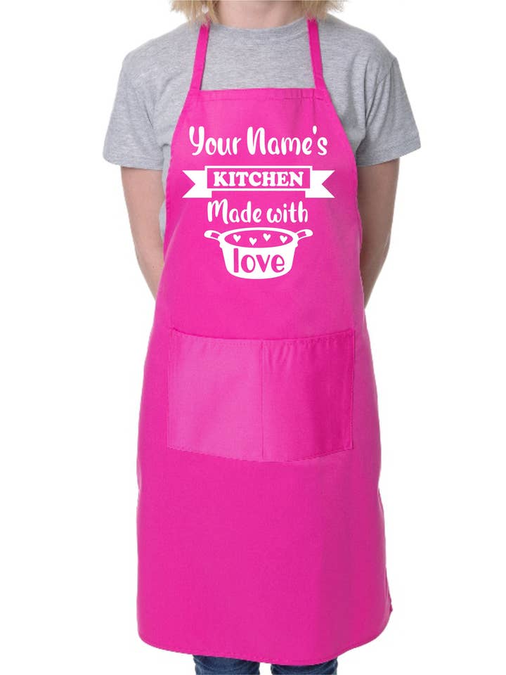 Personalised Apron Made With Love your Name Here Baking Cooking for wholesale by Print4U