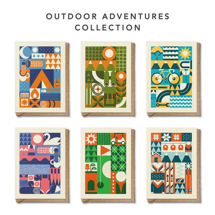 Bird & Co Studio – wholesale Everyday greeting card – Wild Camping Adventure | Retro Geometric Greeting Card4