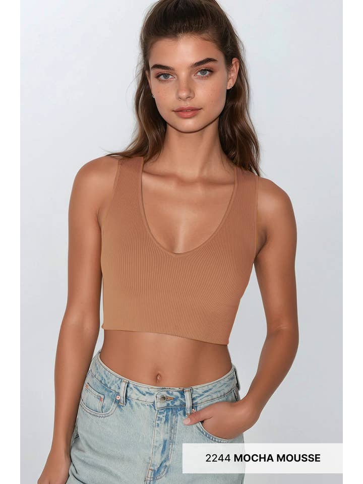 NIKIBIKI - Wholesale Knit Top - Women's - NS7829 - Plunge V-Neck Crop Top9