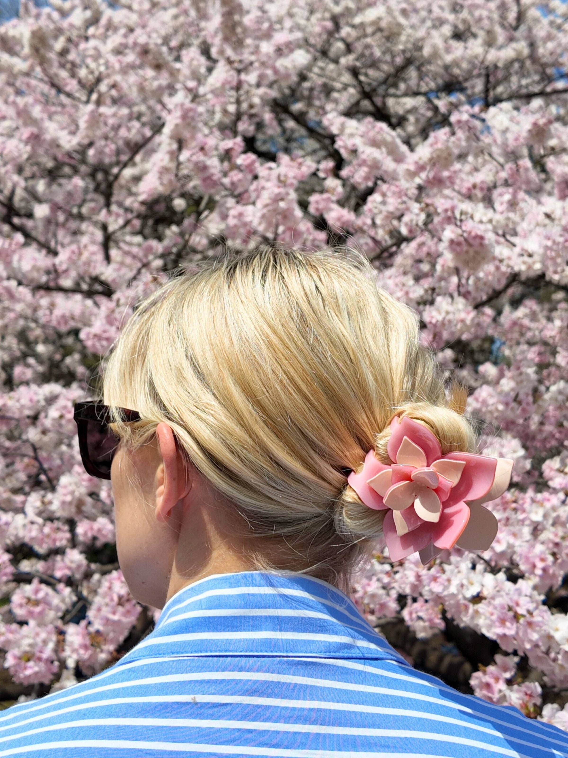 Solar Eclipse - Wholesale Hair Clip - Women's - Hand-painted Origami Magnolia Flower Hair Clip9