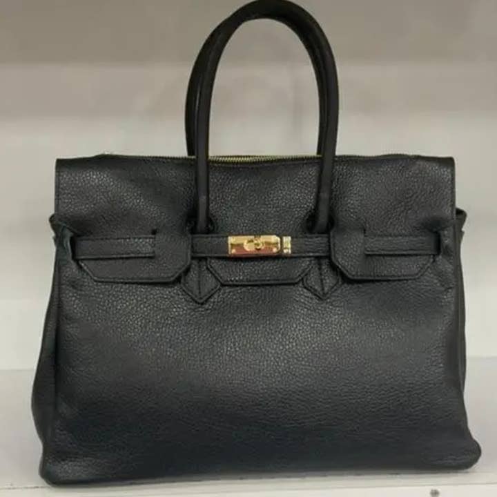 JIJOU CAPRI - Wholesale Top Handle Bag - Women's - SFBLA Leather Black Handbag Structured and Lock Closure 0