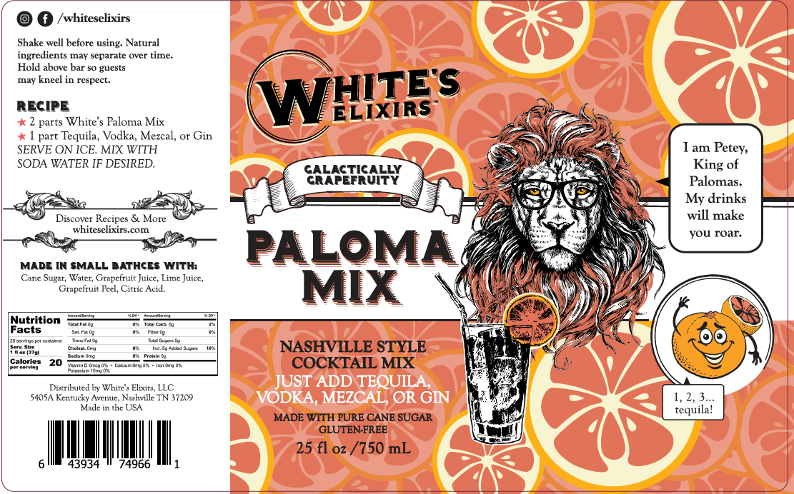 White's Elixirs - Wholesale Cocktail Mix/Syrup - White's Elixirs Paloma Mix 750 mL4