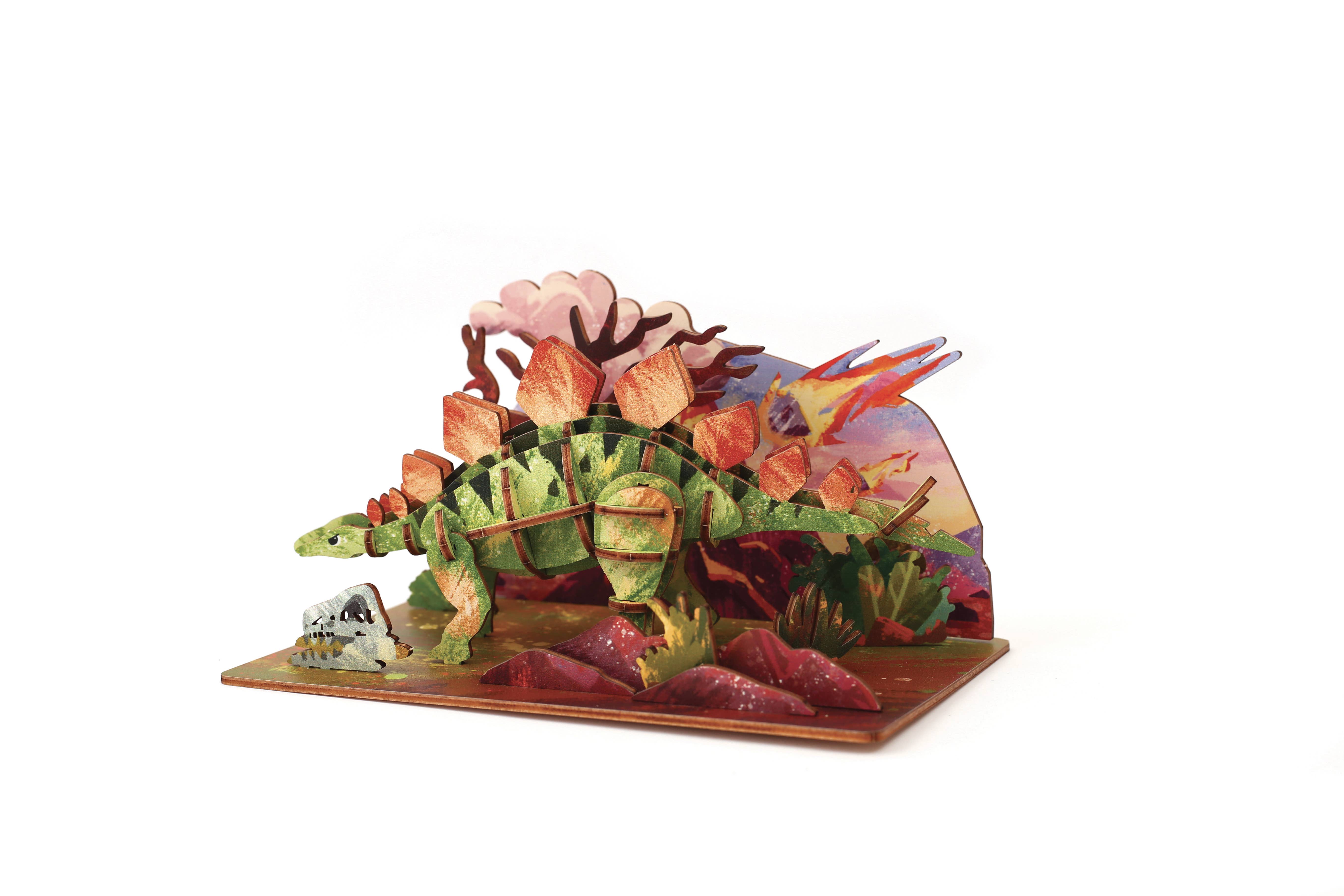 Graine Créative - Wholesale DIY Craft Kit - Kids - 3D WOODEN MODEL STEGOSAURUS6