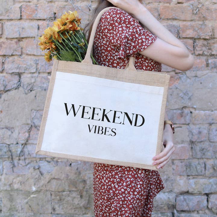 Jutetasche | Weekend Vibes für den Großhandel von Buchstabenkult