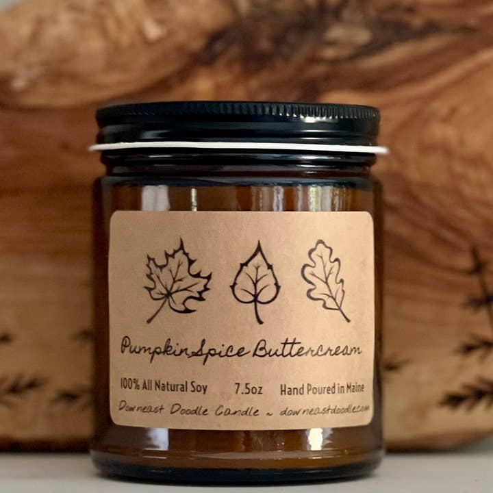 Pumpkin Spice Buttercream Fall Natural Soy Candle for wholesale by Downeast Doodle Candle Company, LLC