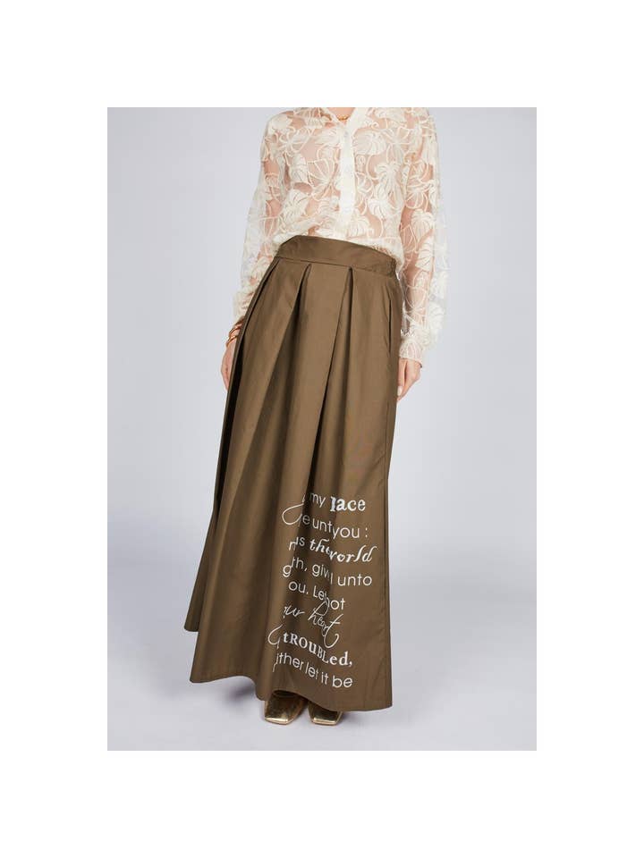 Khaki Poplin Long Skirt for wholesale on Faire3