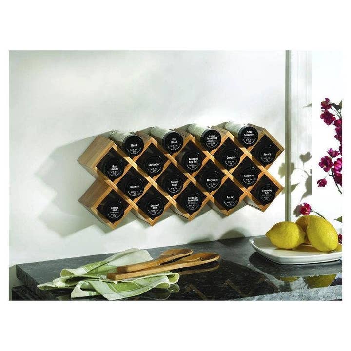 Lifetime Brands - Wholesale Spice Rack - KAM CRISS CROSS BAMBOO 18 JAR RACK