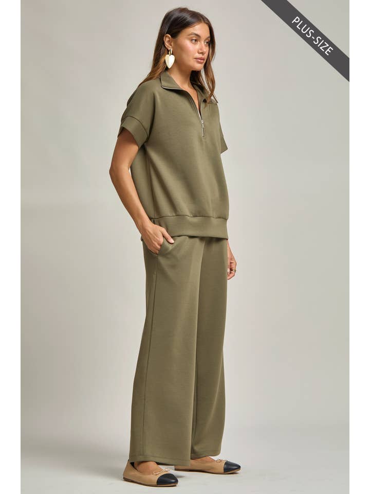 Dear Scarlett - Wholesale Lounge Set - Women's - PLUS SIZE Quarter Zip + Pants Modal Set TRVSET-CATALINAP33