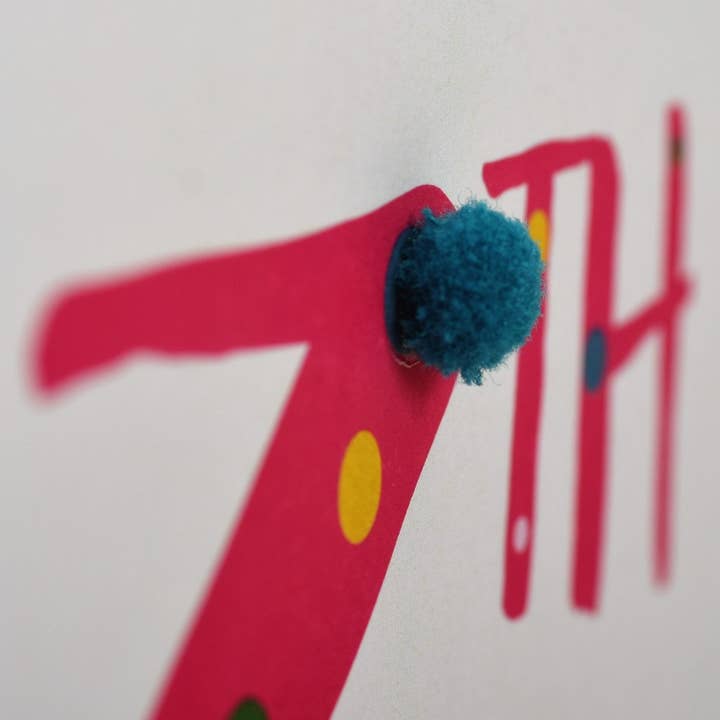 Claire Giles Ltd - Wholesale Birthday Card - Birthday Card, Age 13 - Pink, Happy 13th Birthday, Embellished with pompoms3