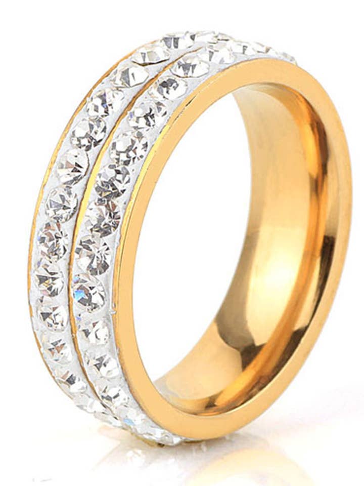 Rhinestone Stainless Steel Rings for wholesale by Ole