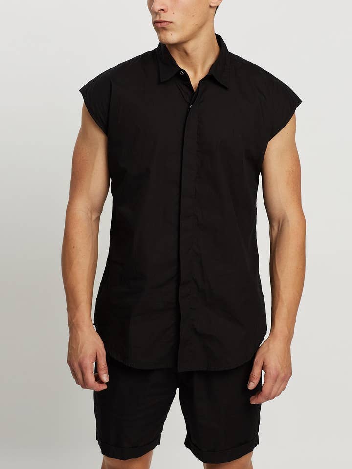 Sleeveless Button-Up Shirt for wholesale by Merlino Street