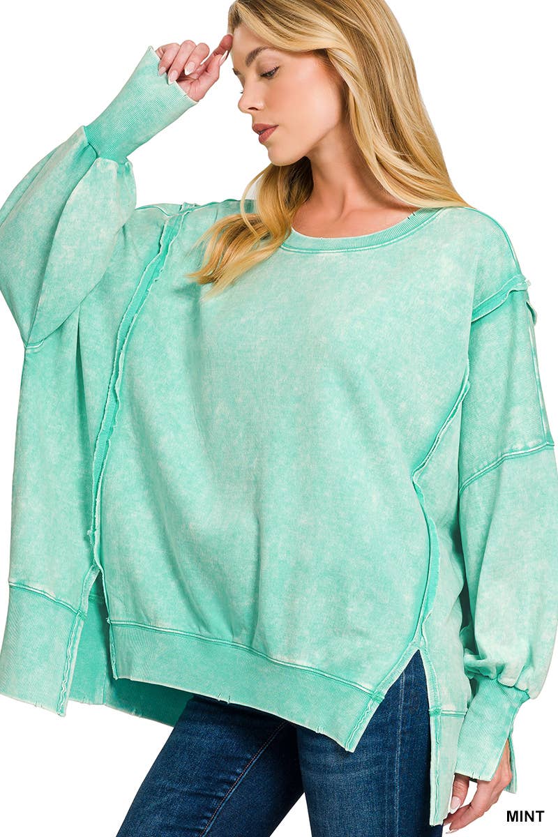 42POPS - Wholesale Sweatshirt - Women's - Split Cuff Washed Oversized Sweatshirt30