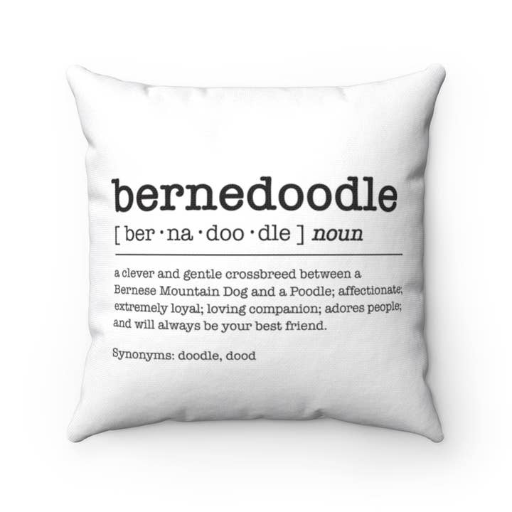 Bernedoodle Dictionary Definition Throw Pillow for wholesale by Doodle Dog Town