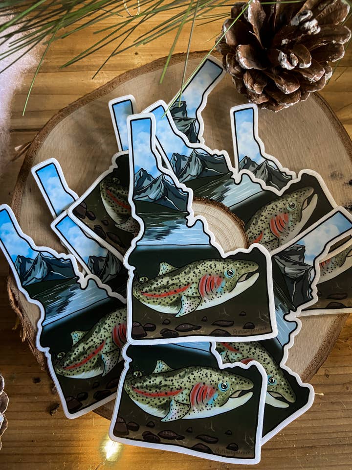 Idaho Sawtooth Trout Sticker for wholesale by Jess Wagner Art