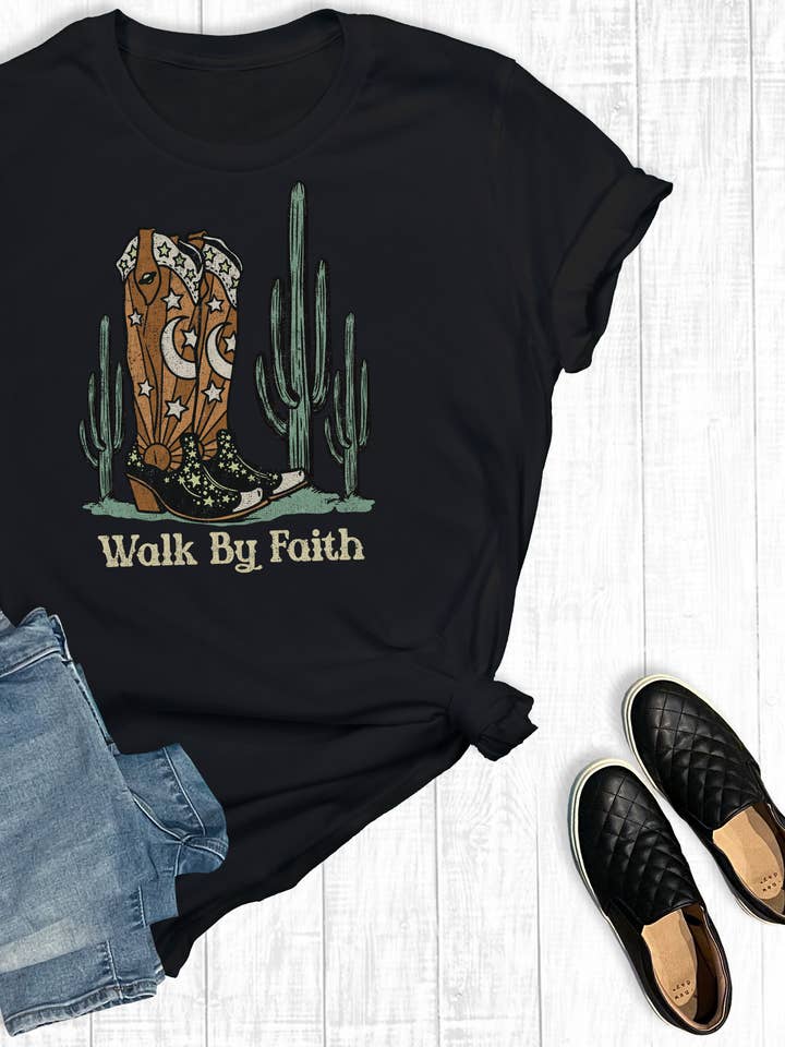 Western Walk By Faith Graphic Tee and other Purchase Wholesale walk by faith. Free Returns & Net 60 Terms on Faire trending on Faire.