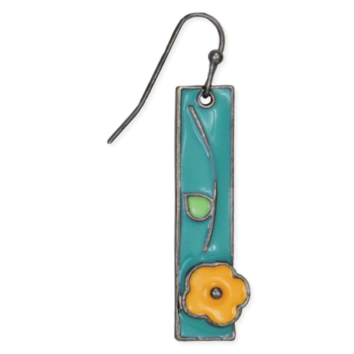 ZAD - Wholesale Dangle Earrings - Vintage Bar Silver Flower Enamel Earrings1