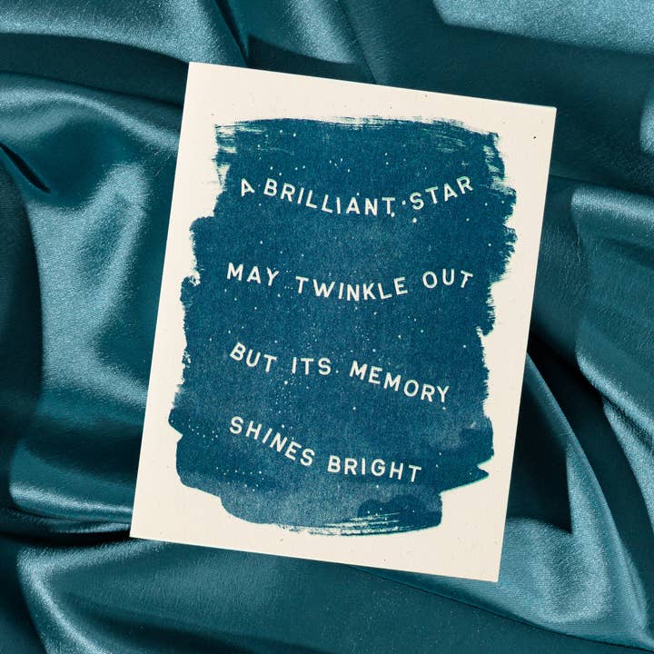 A Brilliant Star May Twinkle Out - Risograph Sympathy Card for wholesale by Bromstad Printing Co.