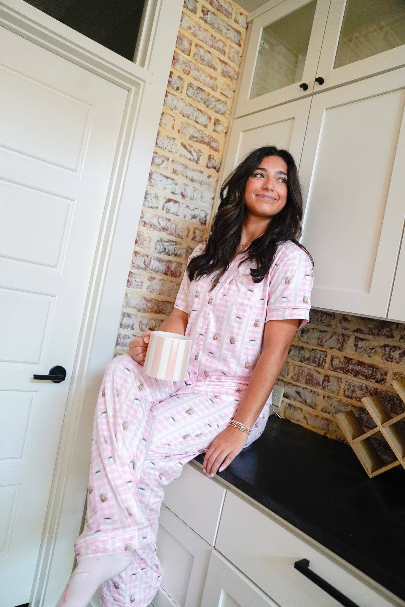 KENZKUSTOMZ - Wholesale Sleepwear Set - Women's - Pink Coffee - Short Sleeve + Pant Pajama Set8