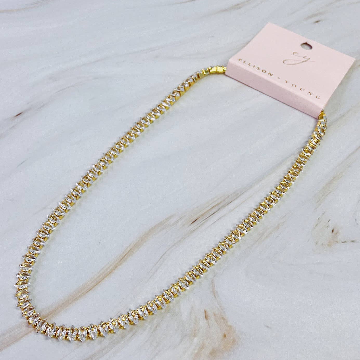 Ellison+Young - Wholesale Link & Chain Necklace - Marquise Cut Sparkle Tennis Necklace4