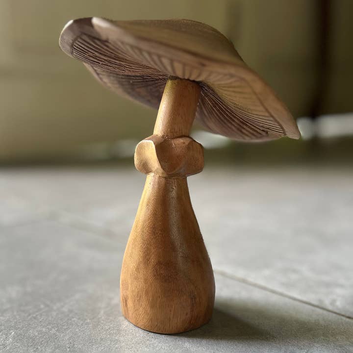 Balizen by zen zen garden home – wholesale Decorative tabletop object – Wood Mushroom Large | Natural Suar