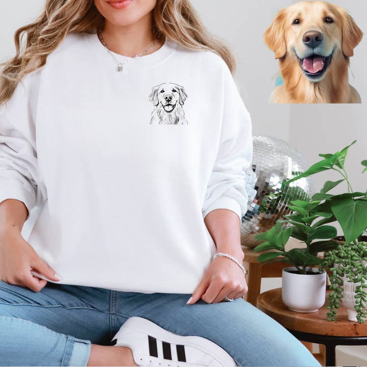 Custom Dog Portrait Sweatshirt, Line art Dog Sweatshirt, Pet for wholesale by Tee Story
