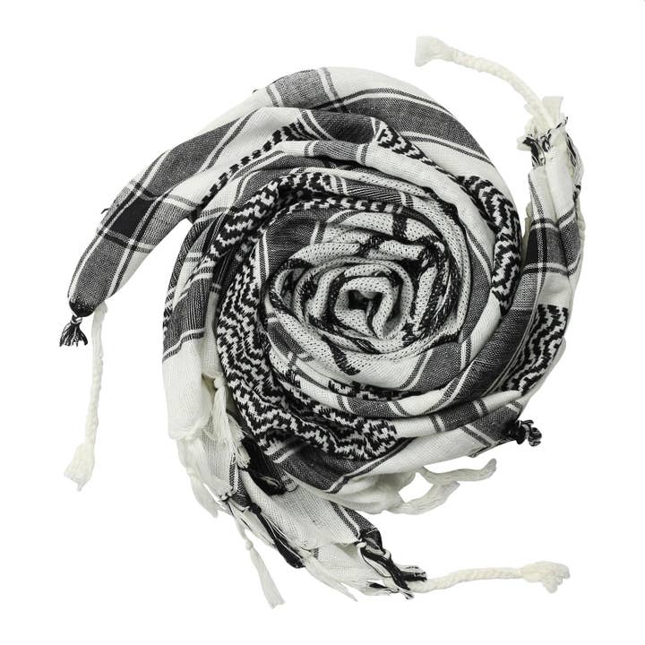 Tribal Trade GmbH – Großhandel Schal – Unisex – Palituch - Pentagramm Weiß - Schwarz - Kufiya PLO Tuch