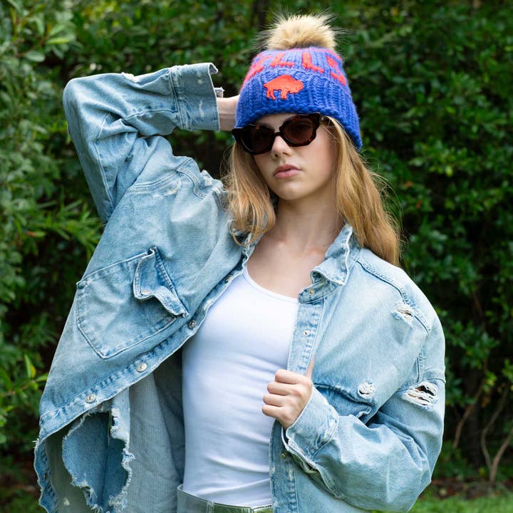 Lele Sadoughi – Engroshandel Beanie - Dame – KONGEBLÅ RETRO LELE X NL BILL HUE I IMITERET PELS POM