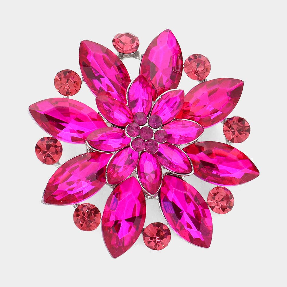 Sensibling Corp. - Wholesale Brooch - Marquise Stone Accented Flower Pin Brooch
2