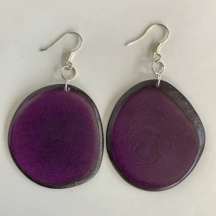 Belart Fair Trade - Wholesale Dangle Earrings - Tagua Single Slice Maya Earrings9
