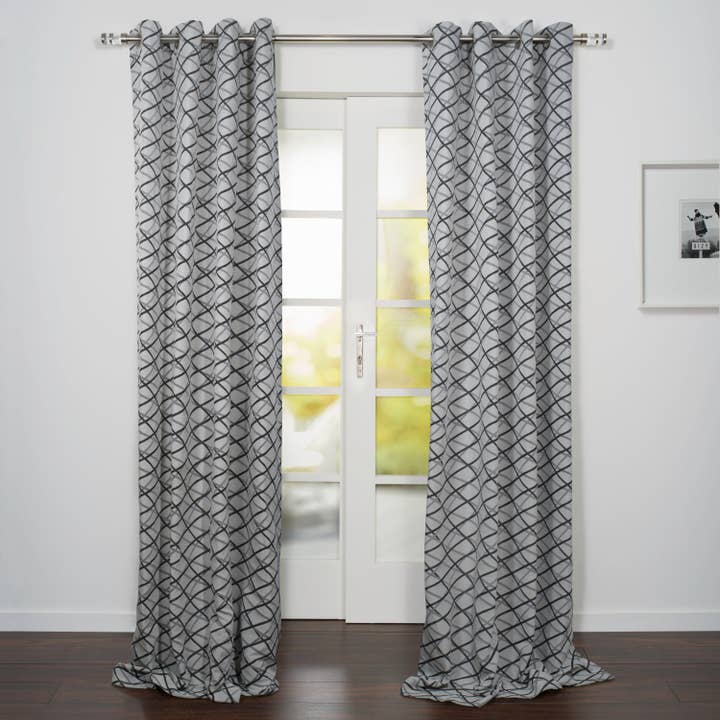 Rideau à œillets filtrant la lumière avec design abstrait jacquard Lugano 137 cm x 241 cm pour la vente par Casa Mia