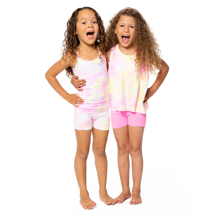 Little Girl (4-6x) Watercolor Tie Dye - Pink Orange & Yellow for wholesale by Malibu Sugar