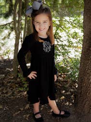 Abito a maniche lunghe con cintura - NERO per la vendita all'ingrosso da parte di Love That Cotton