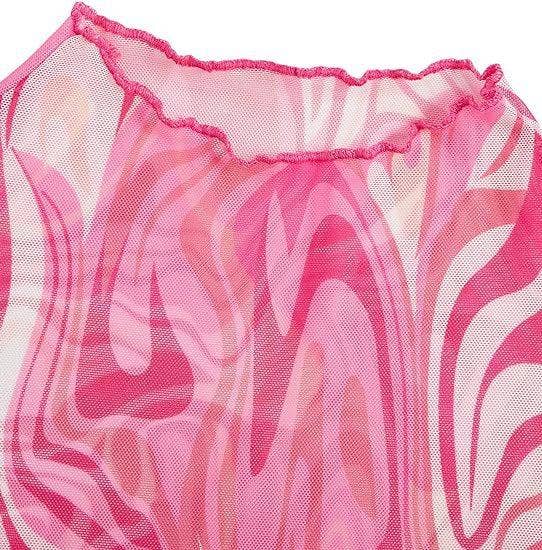 Sweetkama – wholesale Knit top – Women's – Ladies Print Flare Sleeves Mesh Crop Top SKT24175