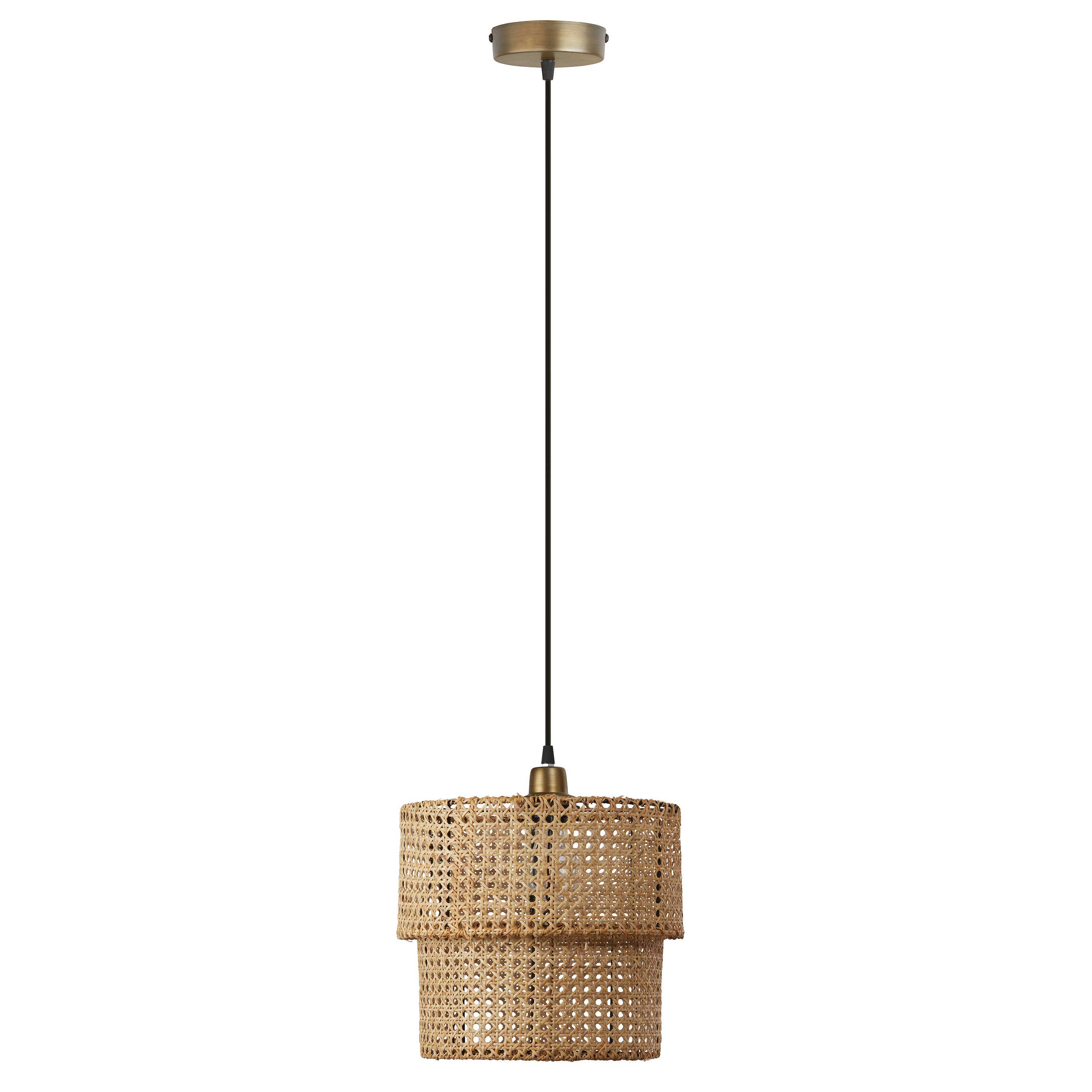River of Goods - Wholesale Chandelier/Hanging Light - 12"W 1-Light Alvero Metal and Rattan Hanging Pendant Light2