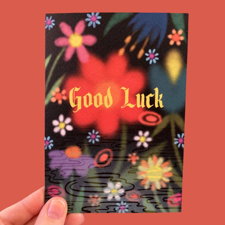 Buona Fortuna - Carta floreale di buona fortuna con carattere medievale per la vendita all'ingrosso da parte di Piece of the Peach