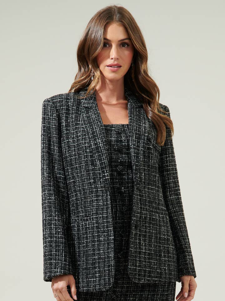 Sugarlips - Wholesale Blazer - Women's - Margaret Tweed Oversized Blazer