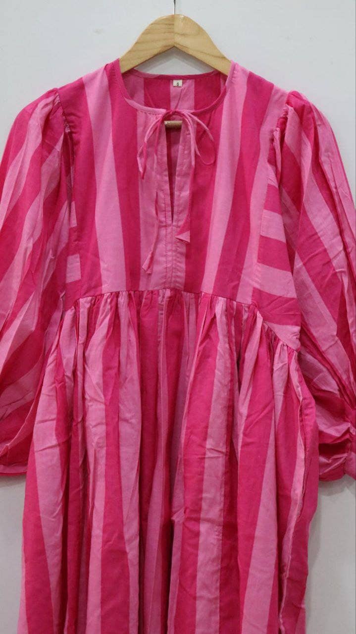 bhavnas boutique - Wholesale Dress - Women's - Midi Dress Mini Dress Striped Long Dress Deep Neck Cotton 1