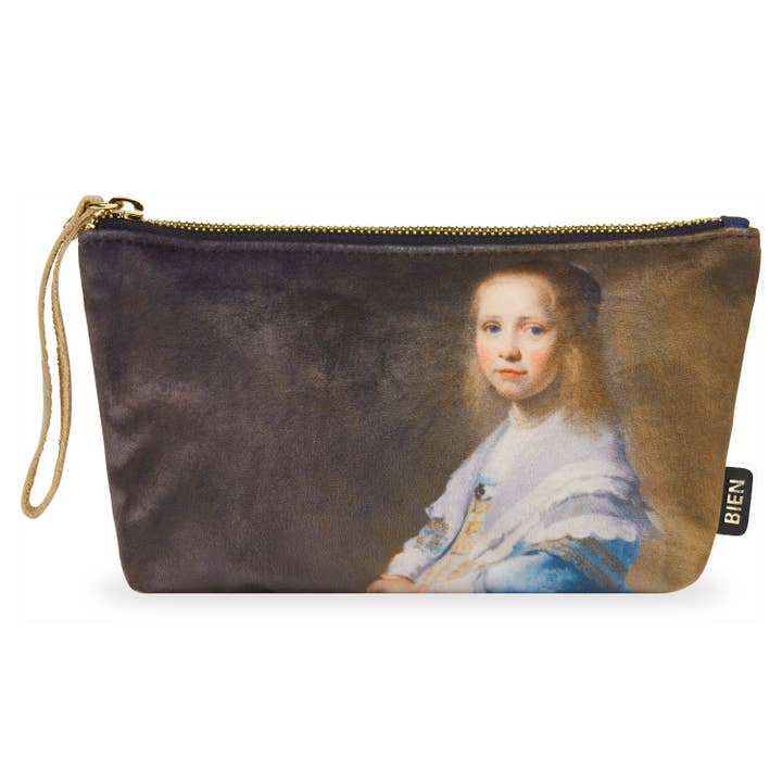 Velvet satin-nylon pouch - Girl Dressed in Blue for wholesale by BIEN moves