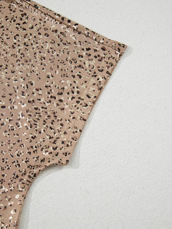Parchment Shimmer Leopard Print Dolman Sleeve T Shirt for wholesale on Faire7