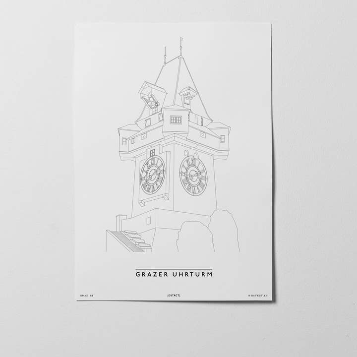 DSTRCT - Vente Affiche d'art - Tour de l'horloge de Graz | Graz | Autriche