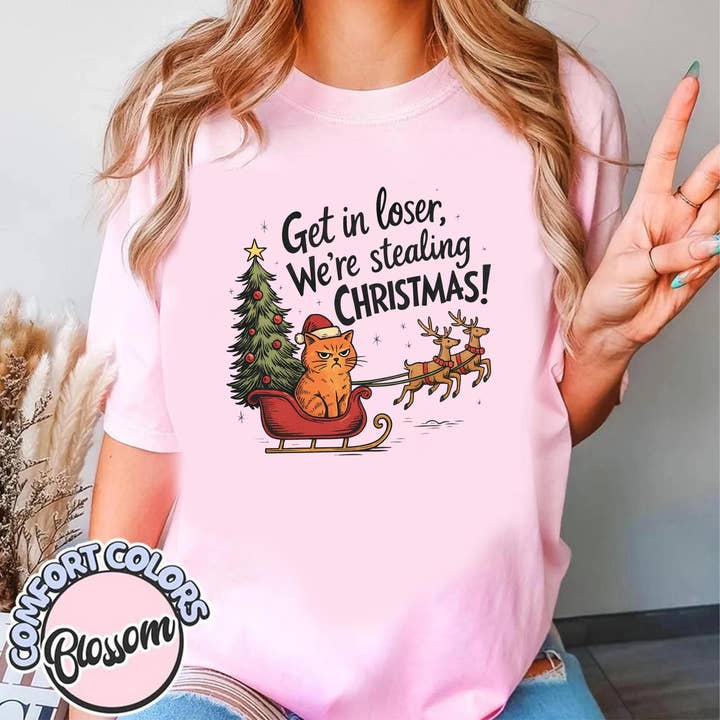 Glaime - Wholesale T-Shirt (Graphic) - Women's - Get in Loser We're Stealing Christmas Shirt, Xmas Sweater4