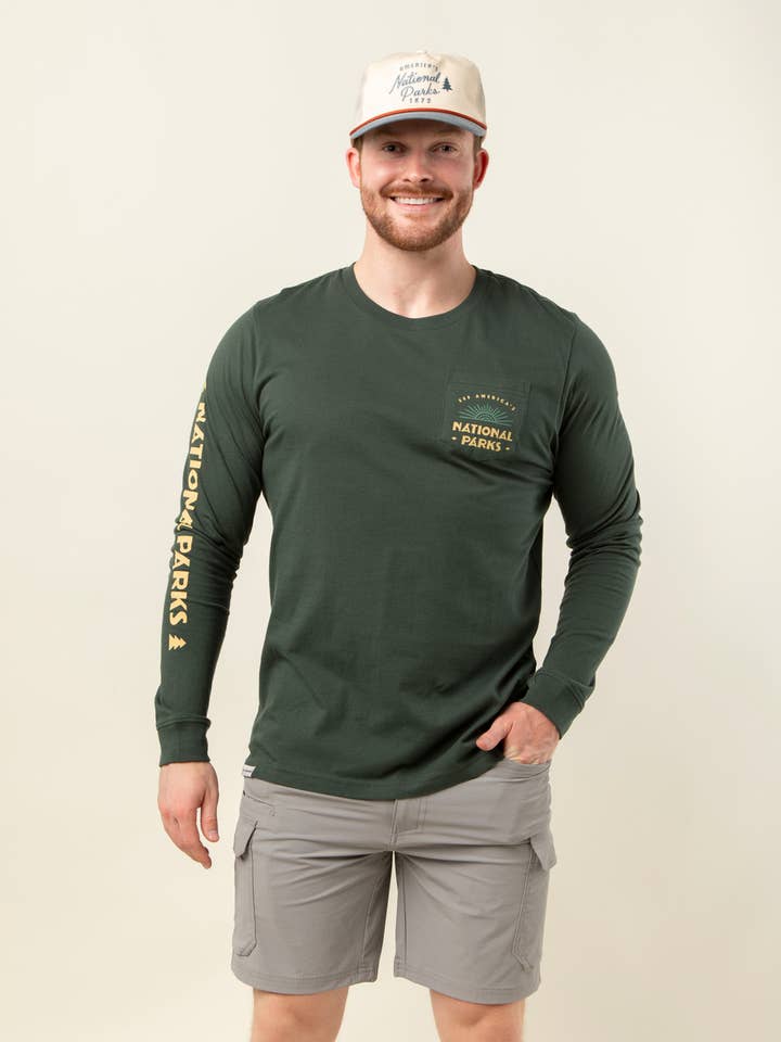 The Landmark Project – Engroshandel T-shirt med print - Unisex – Se Amerikas Nationalparker Unisex Langærmet T-shirt med Lomme1