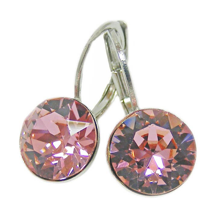 8mm Light Rose Crystal Drop Earrings for wholesale by Janusch