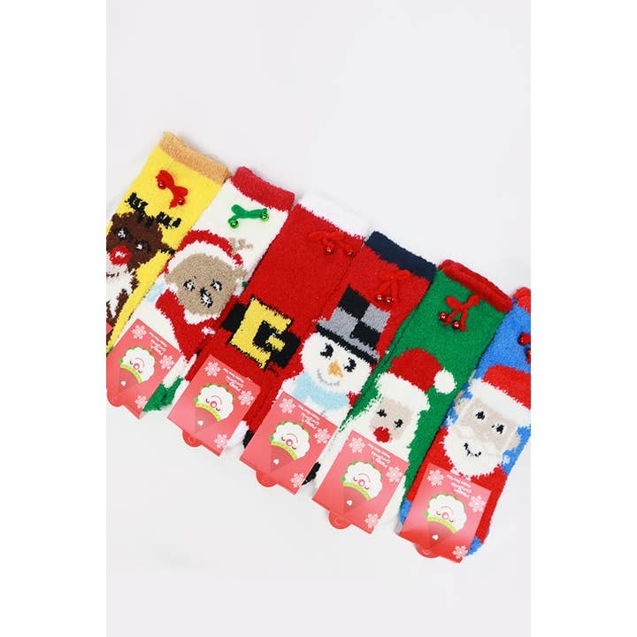 MIX COLOR Christmas Theme Fuzzy Socks for wholesale on Faire