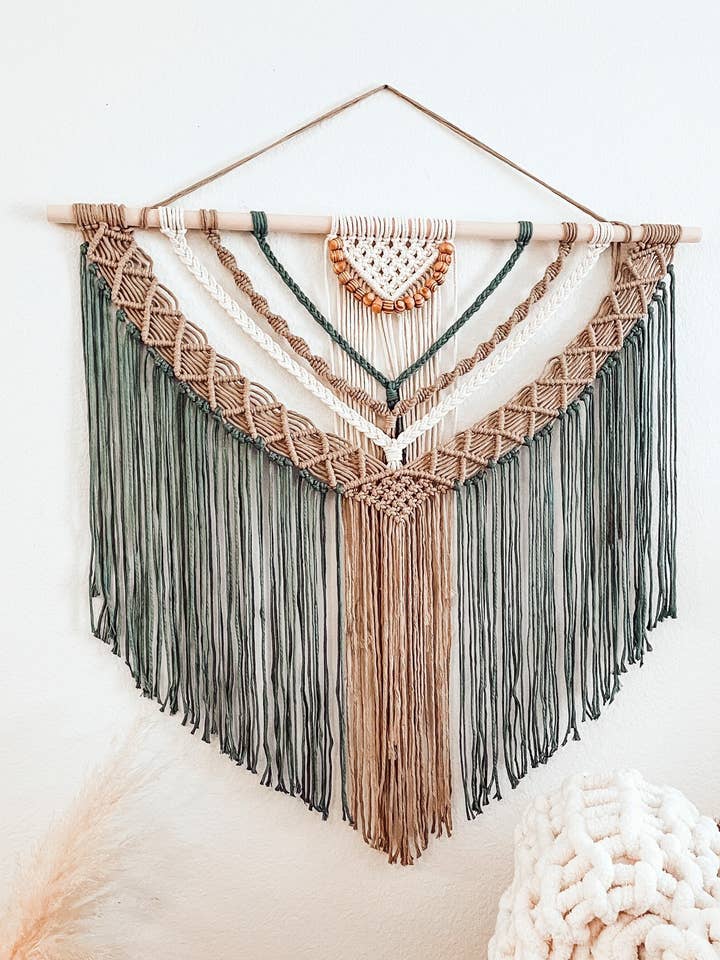 Luxury Modern Macrame Wall Hanging with Wood Beads for wholesale by Naorvi Macrame